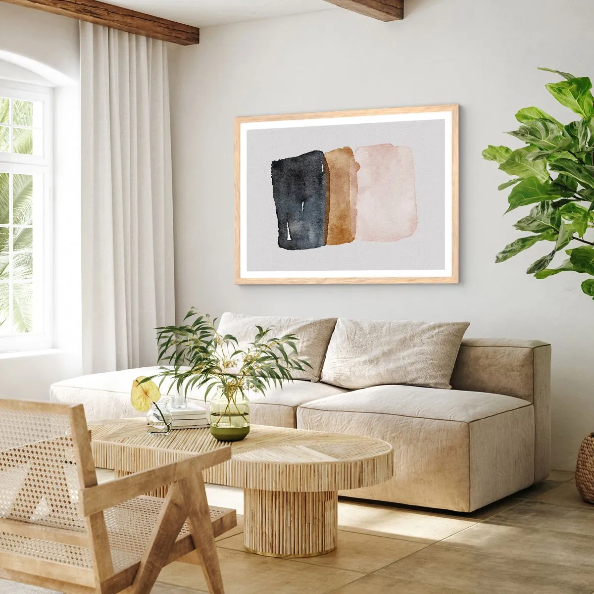 Poster in einem Rahmen aus heller Eiche - Die Komposition der Farben der Erde - 50x40 cm