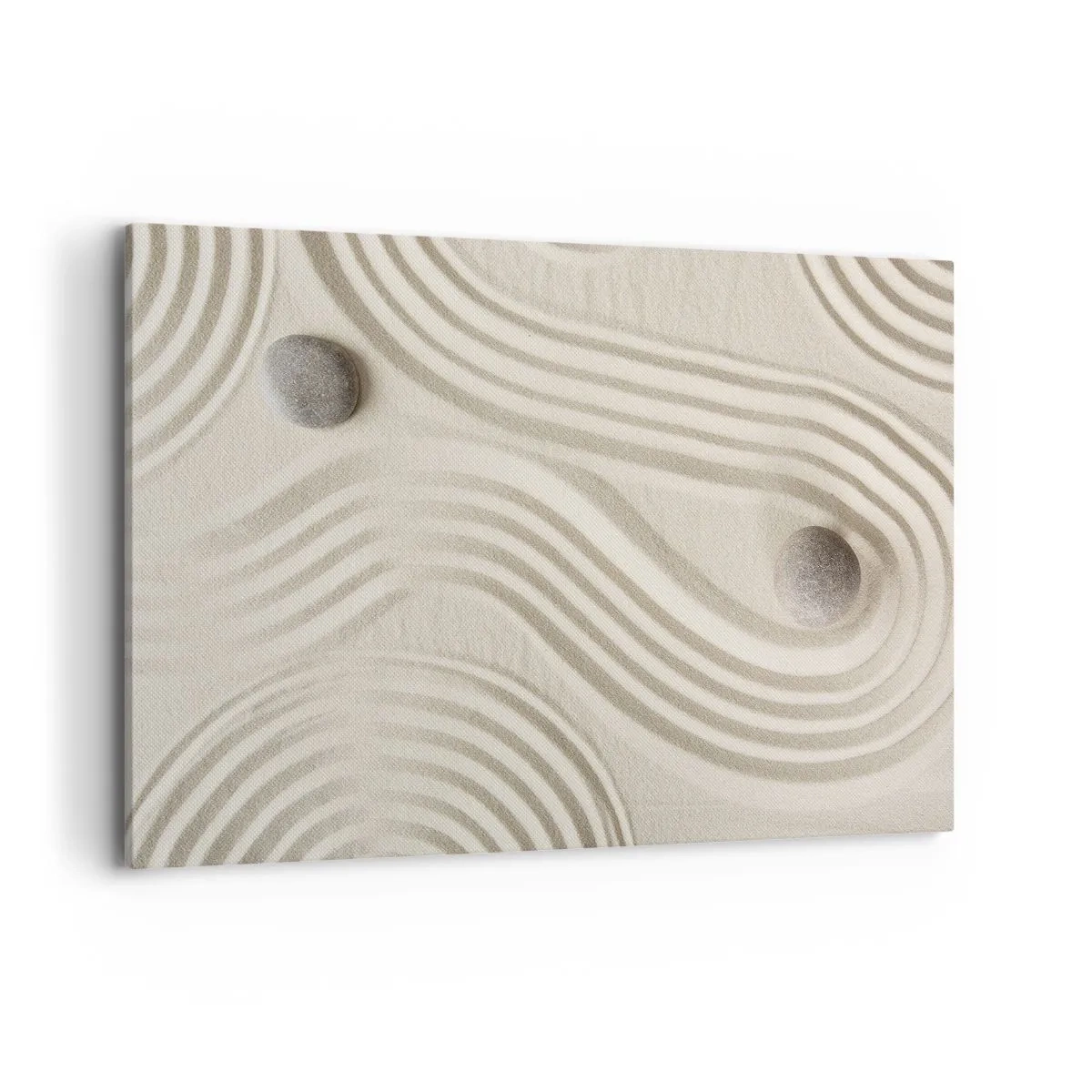 Bild auf Leinwand - Leinwandbild - Minimalistisches Zen-Design mit Sand und Steinen - 120x80cm - Ein Hauch von Wärme - Moderne Wanddekoration für Wohnzimmer und Schlafzimmer ARTTOR