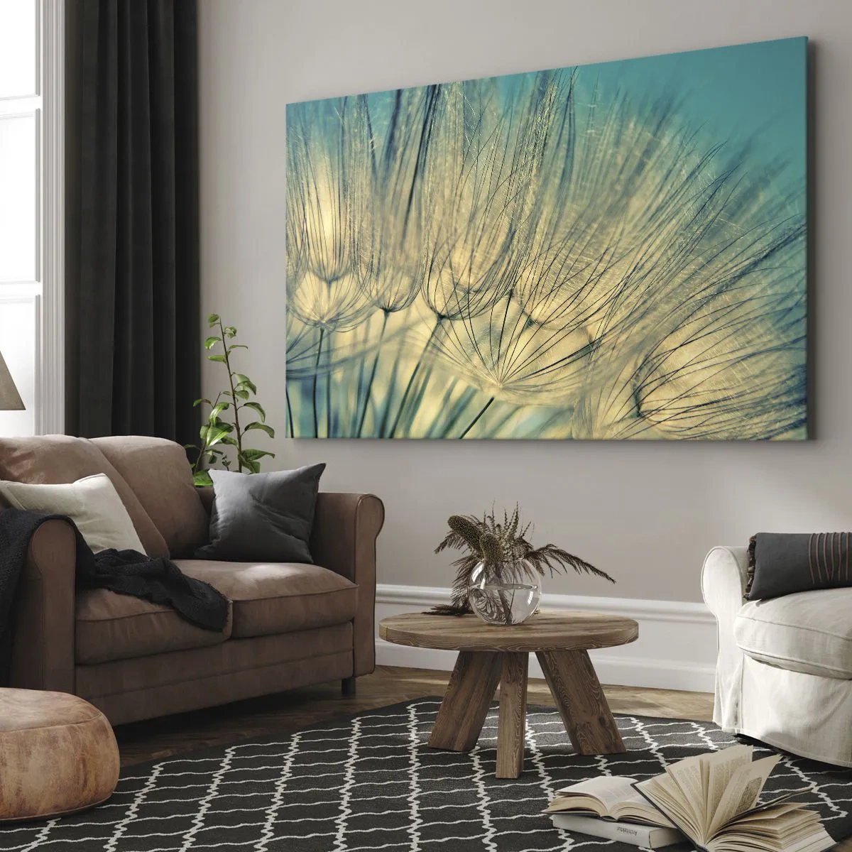 Bild auf Leinwand - Leinwandbild - Makrofotografie von Löwenzahn bei Tageslicht - 70x50cm - In Erwartung des Windes - Moderne Wanddekoration für Wohnzimmer und Schlafzimmer ARTTOR