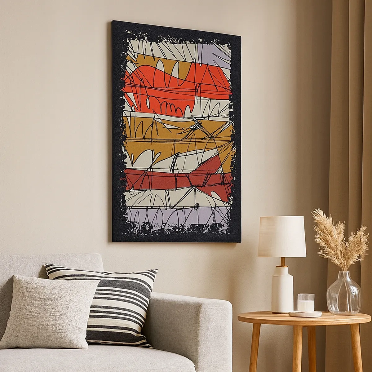 Bild auf Leinwand - Leinwandbild - Abstrakte Komposition in intensiven Farben - 50x70cm - Spontane Komposition - Moderne Wanddekoration für Wohnzimmer und Schlafzimmer ARTTOR