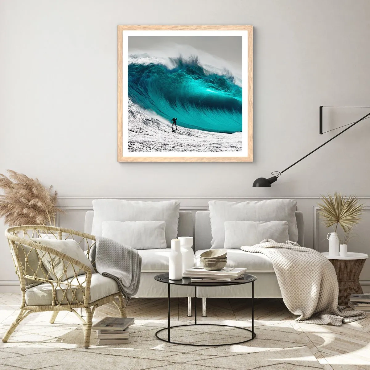 Poster in einem Rahmen aus heller Eiche - Herausforderung angenommen - 60x60 cm