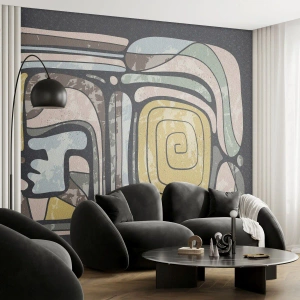 Fototapete Premium Canvas - Abstraktion im präkolumbianischen Geist - Abstraktion, Boho, Alt - 450x315 cm