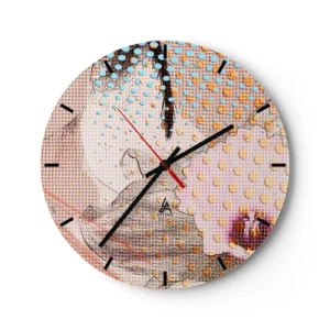 Wanduhr - Glasuhr - Comic-Motiv mit einer Frau im Pop-Art-Stil - 30x30cm - Comic-Heldin - Moderne Wanddekoration für Wohnzimmer, Küche und Schlafzimmer ARTTOR