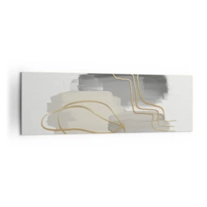 Bild auf Leinwand - Leinwandbild - Abstrakte goldene Linien auf grauem Hintergrund - 160x50cm - Dauer und Bewegung - Moderne Wanddekoration für Wohnzimmer und Schlafzimmer ARTTOR