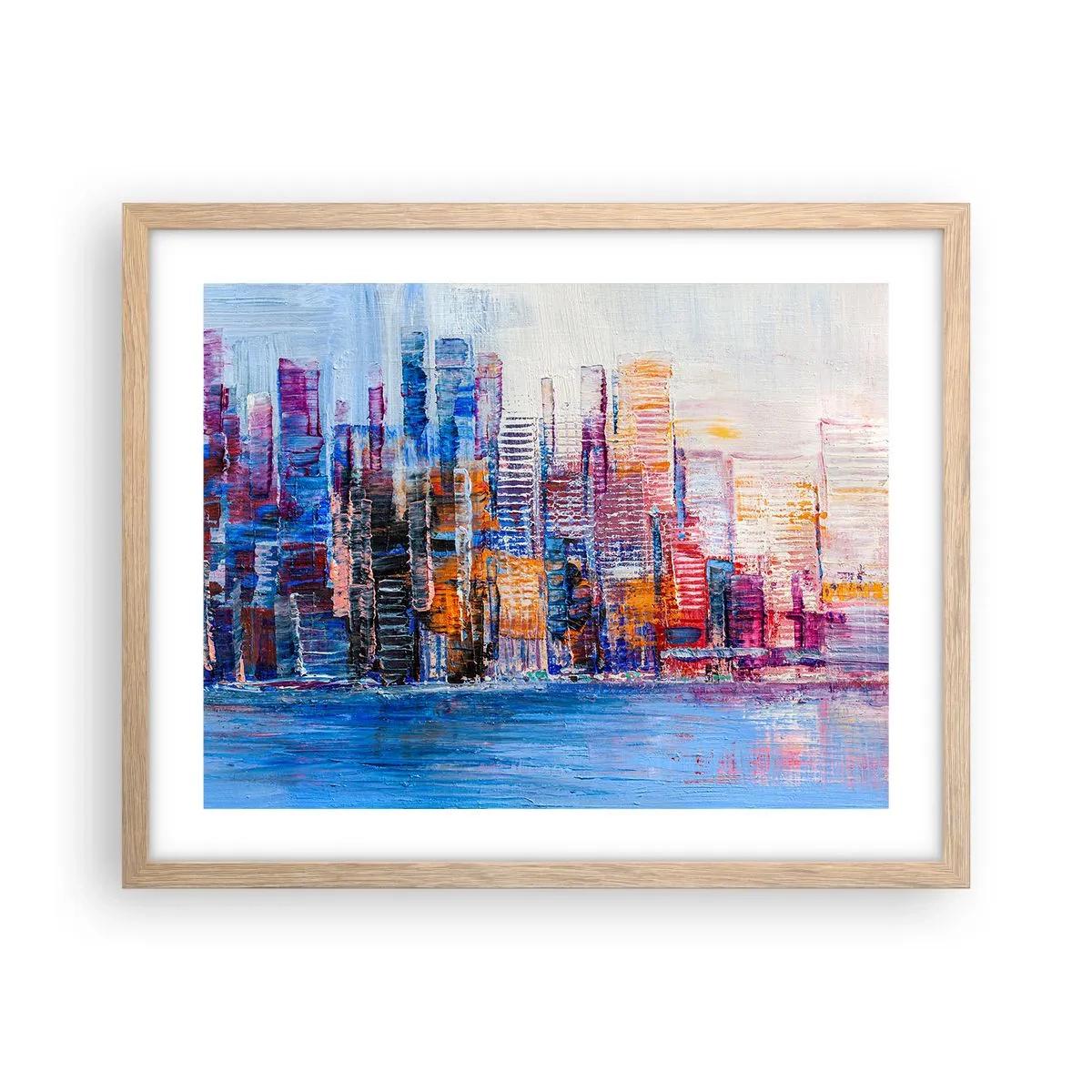 Poster in einem Rahmen aus heller Eiche - Fröhliche Metropole - 50x40 cm