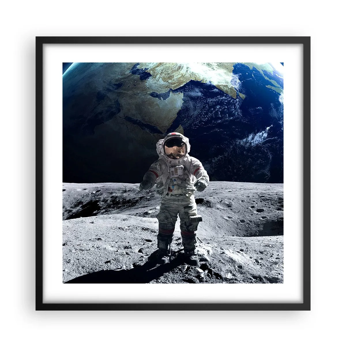 Poster in einem schwarzem Rahmen - Grüße vom Mond - 50x50 cm