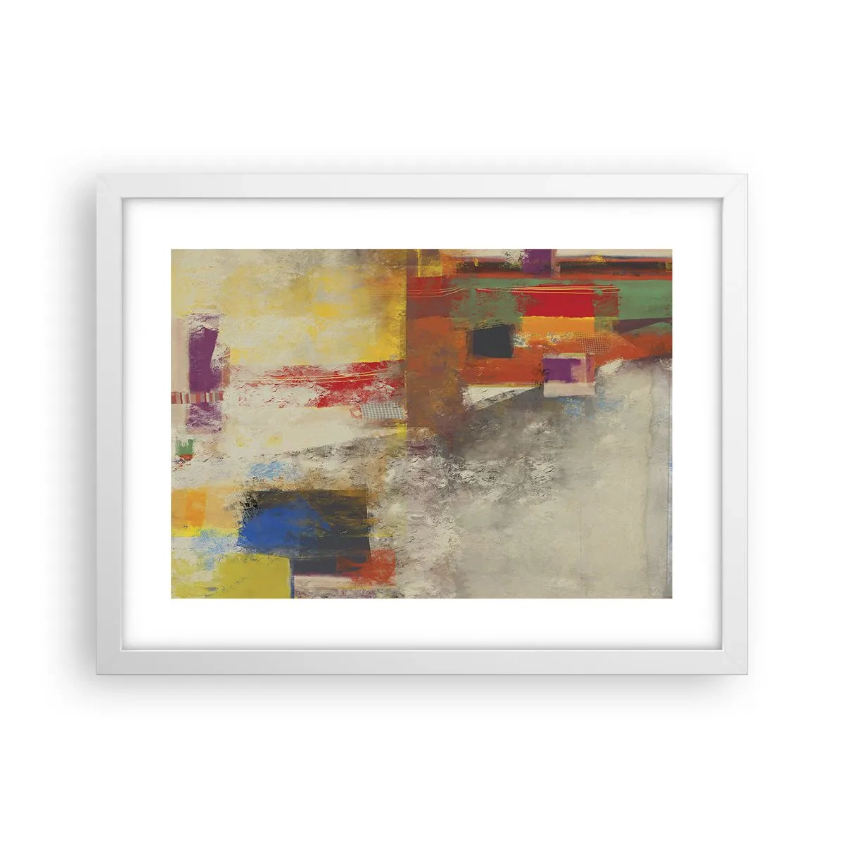 Poster in einem weißen Rahmen - Geometrie der Farben - 40x30 cm