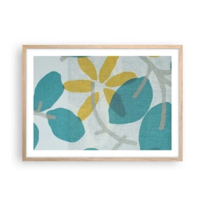 Poster in einem Rahmen aus heller Eiche - Unter den azurblauen Blättern - 70x50 cm