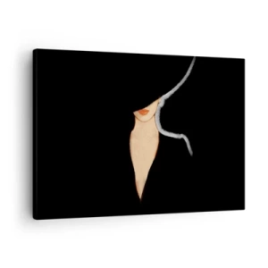 Bild auf Leinwand - Leinwandbild - Silhouette einer Frau mit Hut auf schwarzem Hintergrund - 70x50cm - Eleganz und Stil - Moderne Wanddekoration für Wohnzimmer und Schlafzimmer ARTTOR