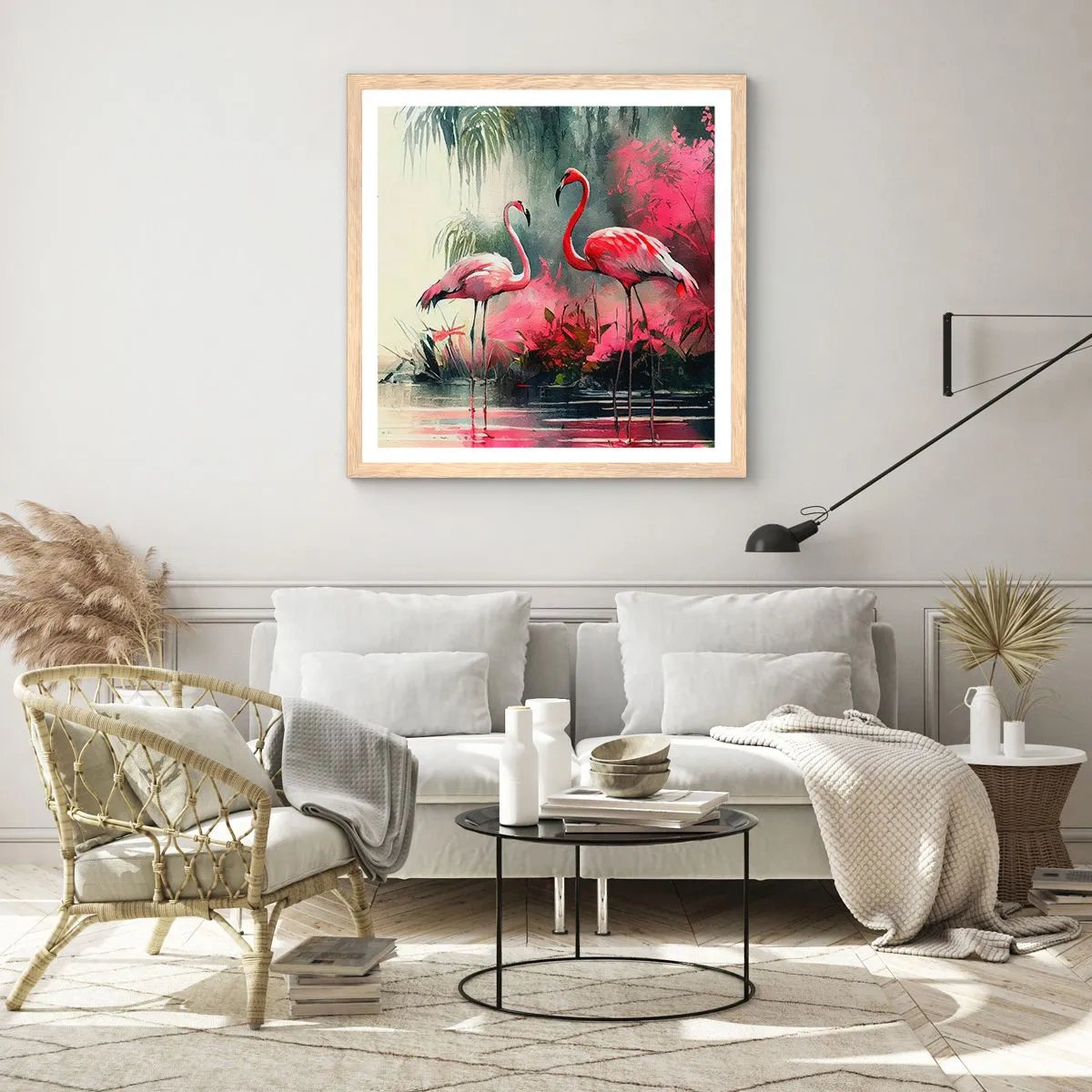 Poster in einem Rahmen aus heller Eiche - Lektion in natürlicher Anmut - 40x40 cm