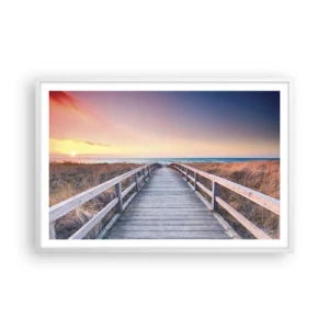 Poster in einem weißen Rahmen - Baltische Abend-Aurora - 91x61 cm