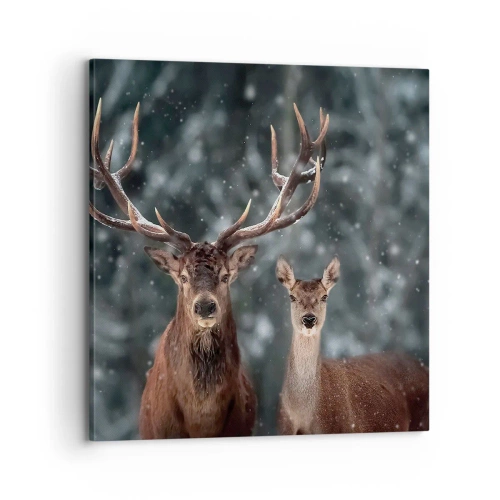 Bild auf Leinwand - Leinwandbild - Herr des Waldes mit seiner Frau - 70x70 cm