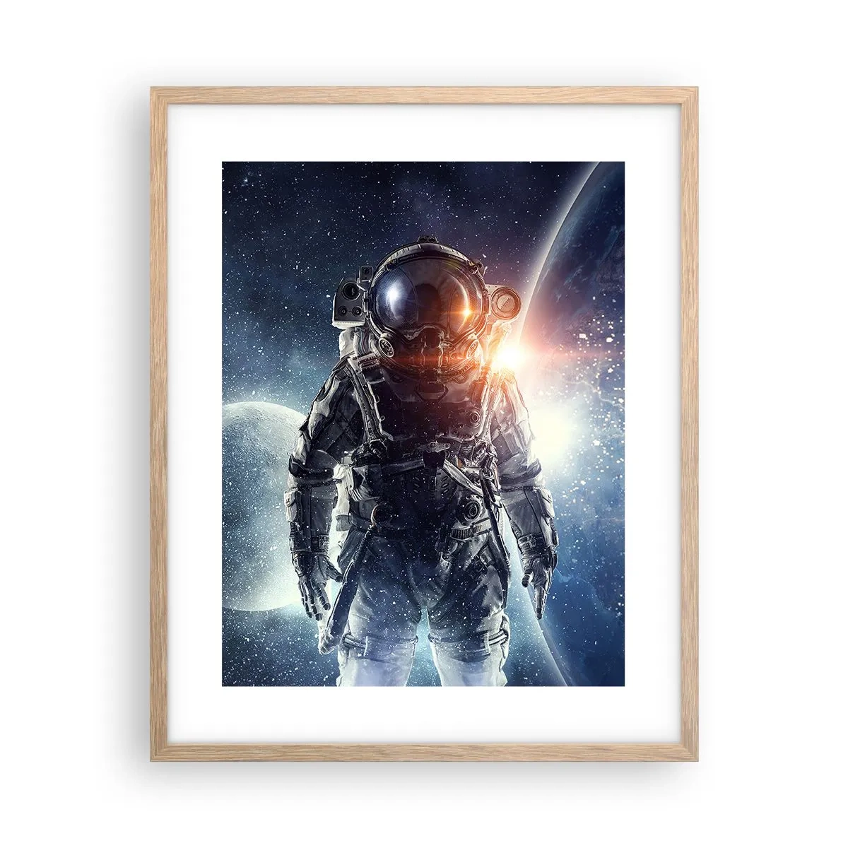 Poster in einem Rahmen aus heller Eiche - Weltraumabenteuer - 40x50 cm