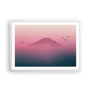 Poster in einem weißen Rahmen - Wanderer über den Wolken - 70x50 cm