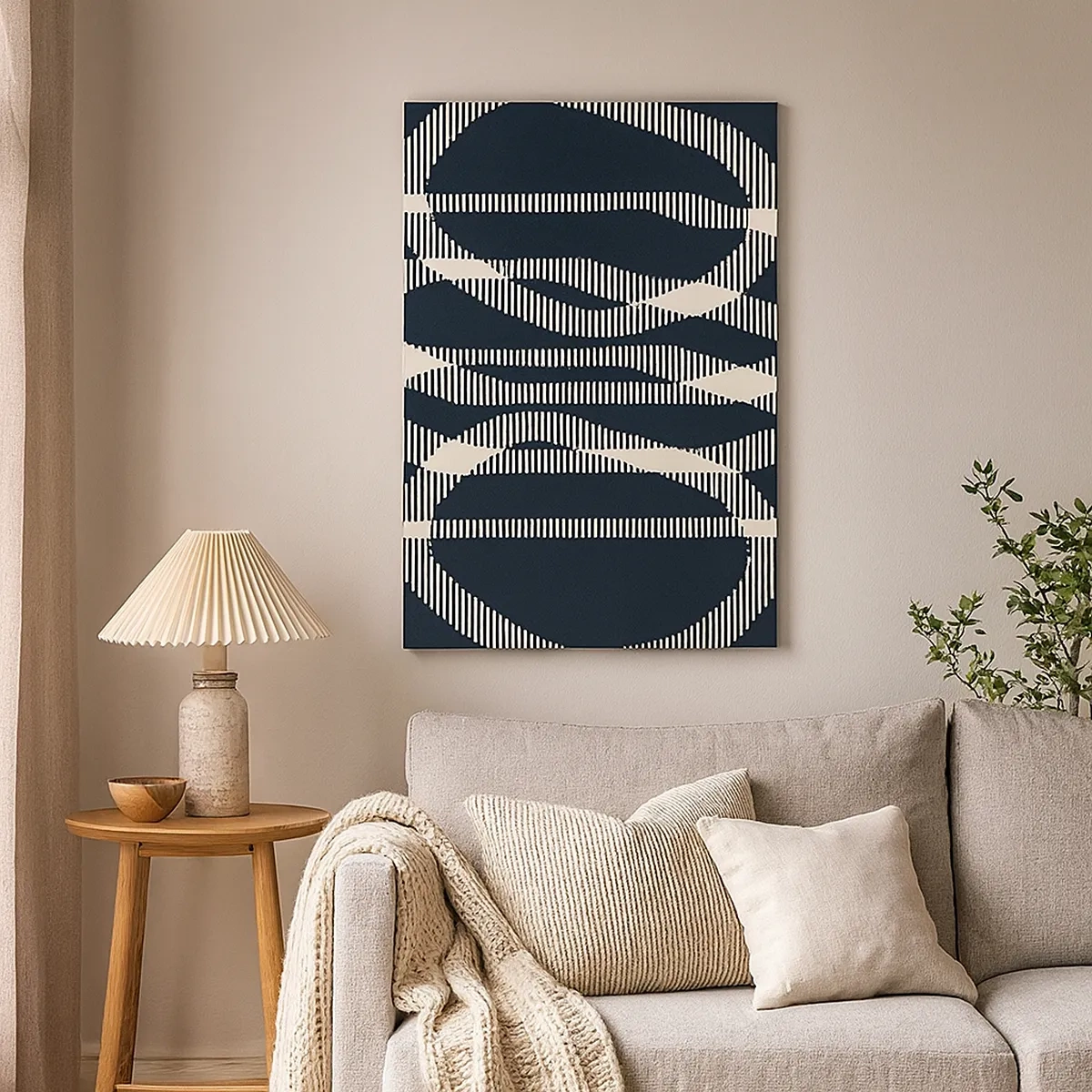 Bild auf Leinwand - Leinwandbild - Geometrische Linien in hellen Farbtönen auf dunklem Hintergrund - 50x70cm - Ein Versuch, die Dunkelheit zu durchbrechen - Moderne Wanddekoration für Wohnzimmer und Schlafzimmer ARTTOR