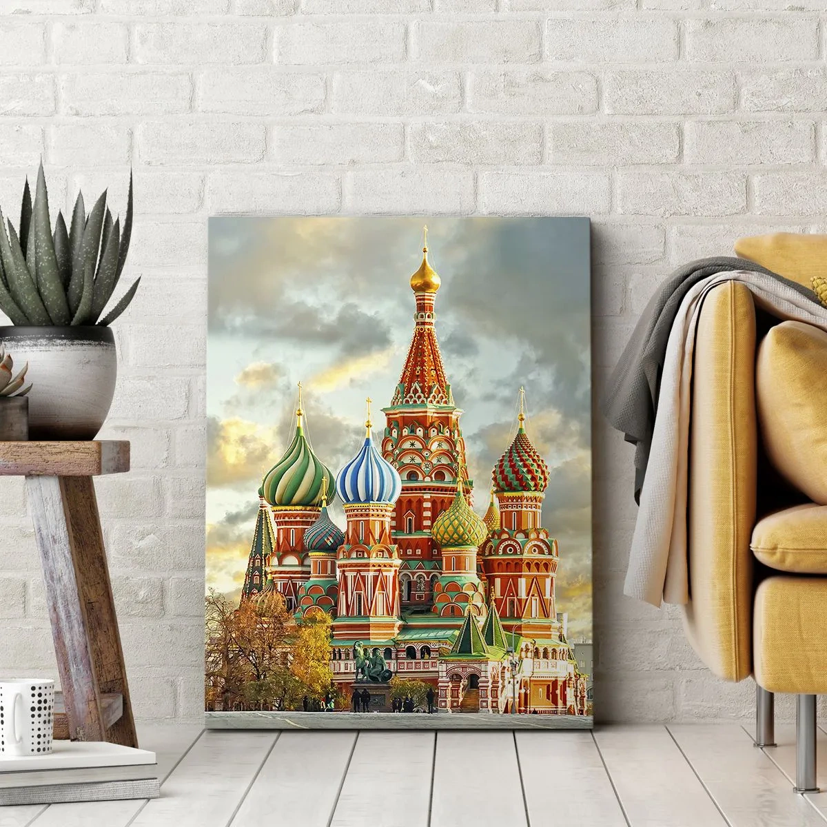 Bild auf Leinwand - Leinwandbild - Eine farbenfrohe Kathedrale mit charakteristischen Kuppeln - 70x100cm - Selbst Disney würde nicht darauf kommen - Moderne Wanddekoration für Wohnzimmer und Schlafzimmer ARTTOR