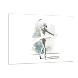 Glasbild - Bild auf glas - Eine Ballerina in einer klassischen Tanzpose - 120x80cm - In einen Schwan verzaubert - Moderne Wanddekoration für Wohnzimmer und Schlafzimmer ARTTOR