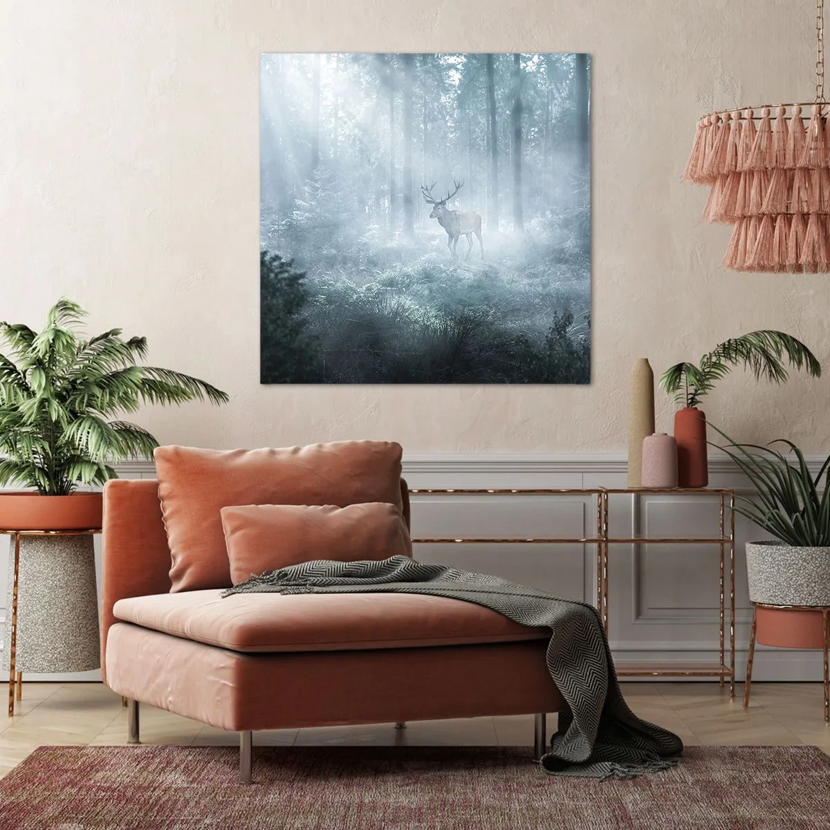 Bild auf Leinwand - Leinwandbild - Morgenvisite auf dem Grundstück - 50x50 cm
