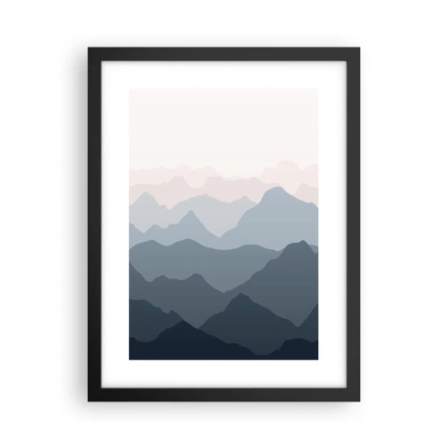 Poster in einem schwarzem Rahmen - Wellen der Berge - 30x40 cm