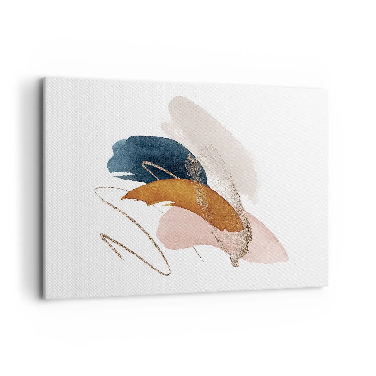 Bild auf Leinwand - Leinwandbild - Abstrakte Striche in Pastellfarben mit goldenen Akzenten - 120x80cm - Geflügelte Komposition - Moderne Wanddekoration für Wohnzimmer und Schlafzimmer ARTTOR