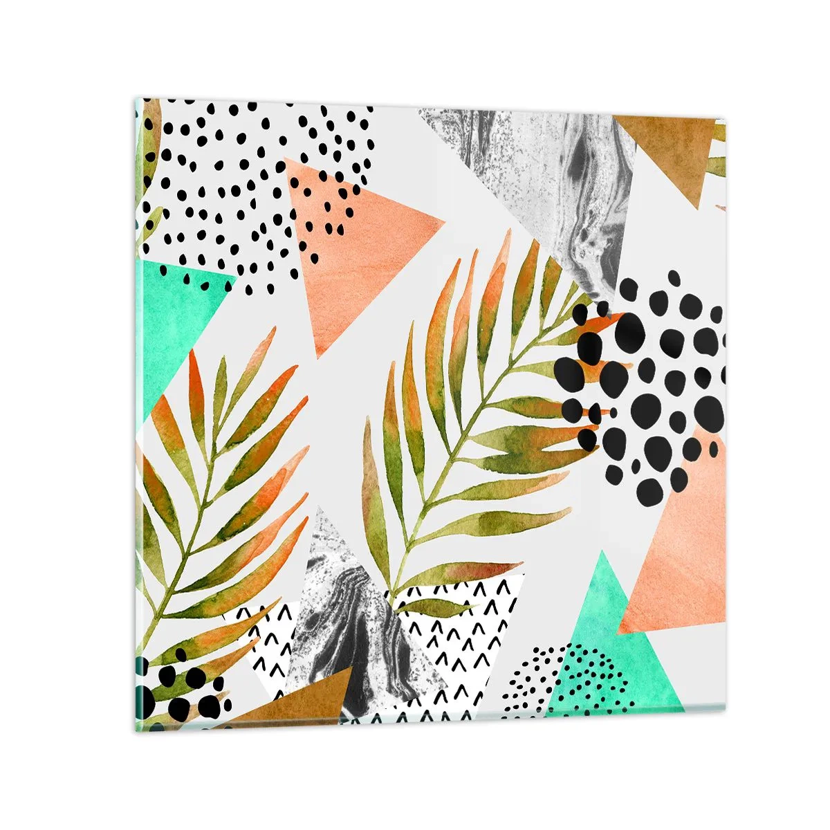 Glasbild - Bild auf glas - Dekoration mit Palmblatt - 50x50 cm