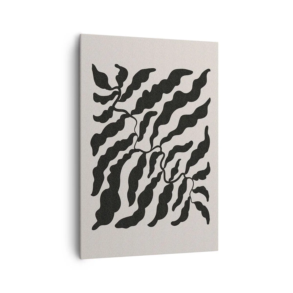 Bild auf Leinwand - Leinwandbild - Zweige mit Blättern in Schwarz auf hellem Hintergrund - 70x100cm - Natur des Quadrats - Moderne Wanddekoration für Wohnzimmer und Schlafzimmer ARTTOR