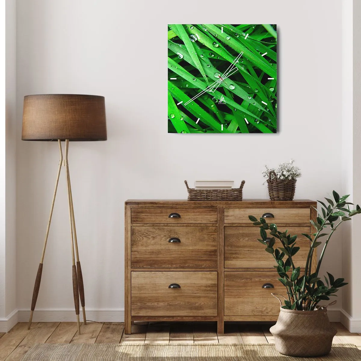 Wanduhr - Glasuhr - Grün spielen - 40x40 cm