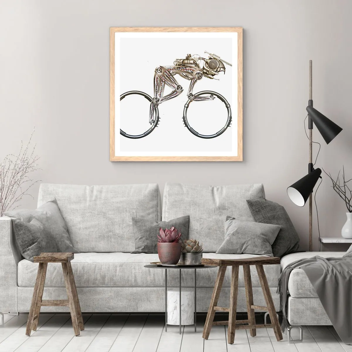 Poster in einem Rahmen aus heller Eiche - Eine tolle Maschine - 60x60 cm