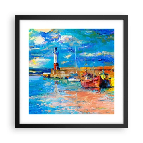 Poster in einem schwarzem Rahmen - Ein Nachmittag in der Regenbogenbucht - 40x40 cm