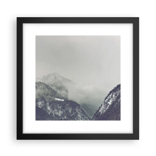 Poster in einem schwarzem Rahmen - Nebliges Tal - 30x30 cm