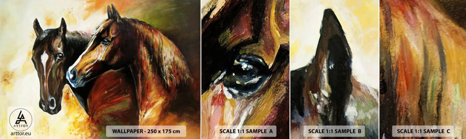 Fototapeten Muster Selbstklebend Deluxe Sticker - Doppelt anmutig - Tiere, Pferde, Natur - 100x30 cm