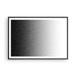 Poster in einem schwarzem Rahmen - Minimalistischer Schwarz-Weiß-Farbverlauf im Punkt - 100x70cm - Dem Licht entgegen - Moderne Wanddekoration für Wohnzimmer und Schlafzimmer ARTTOR