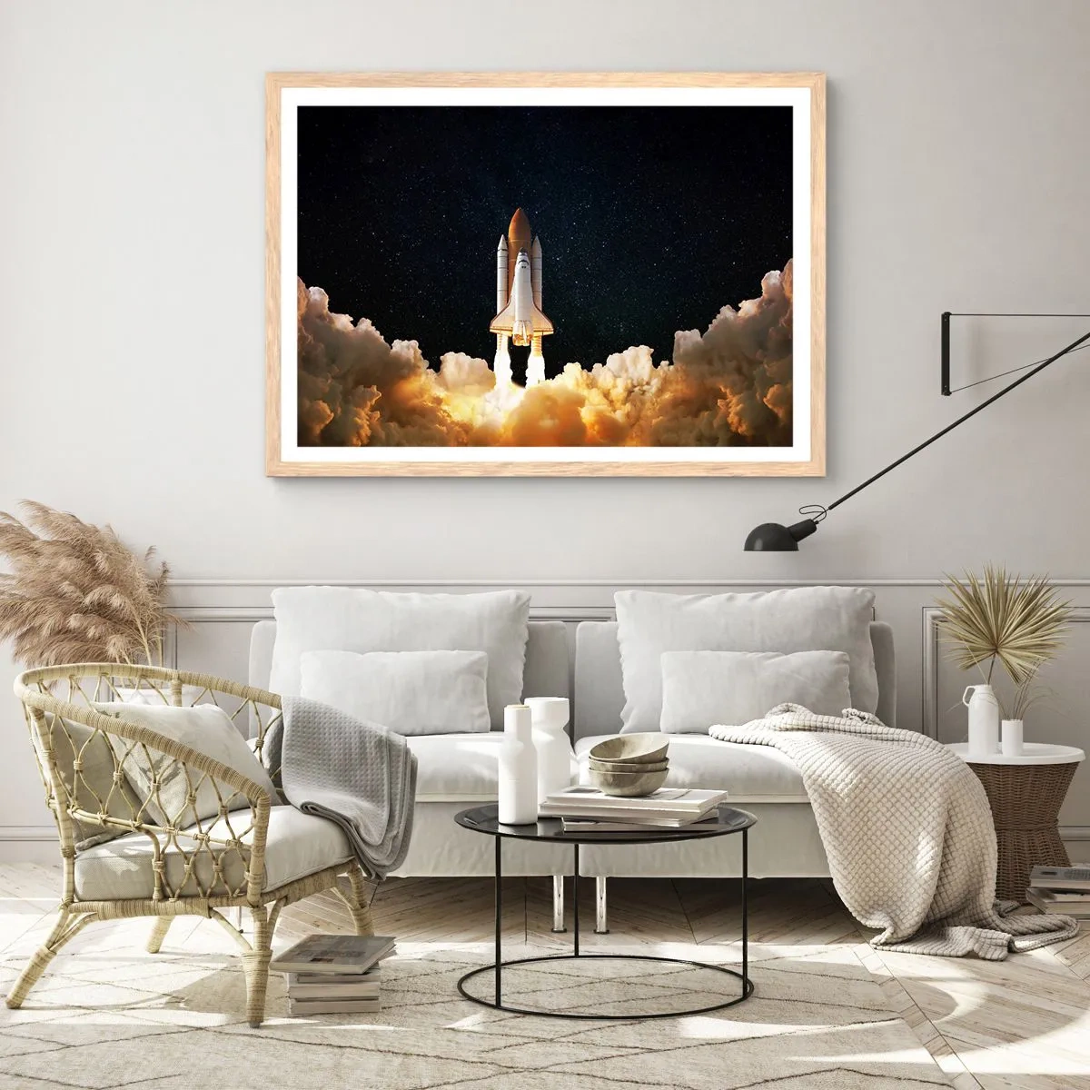 Poster in einem Rahmen aus heller Eiche - Ad Astra! - 100x70 cm
