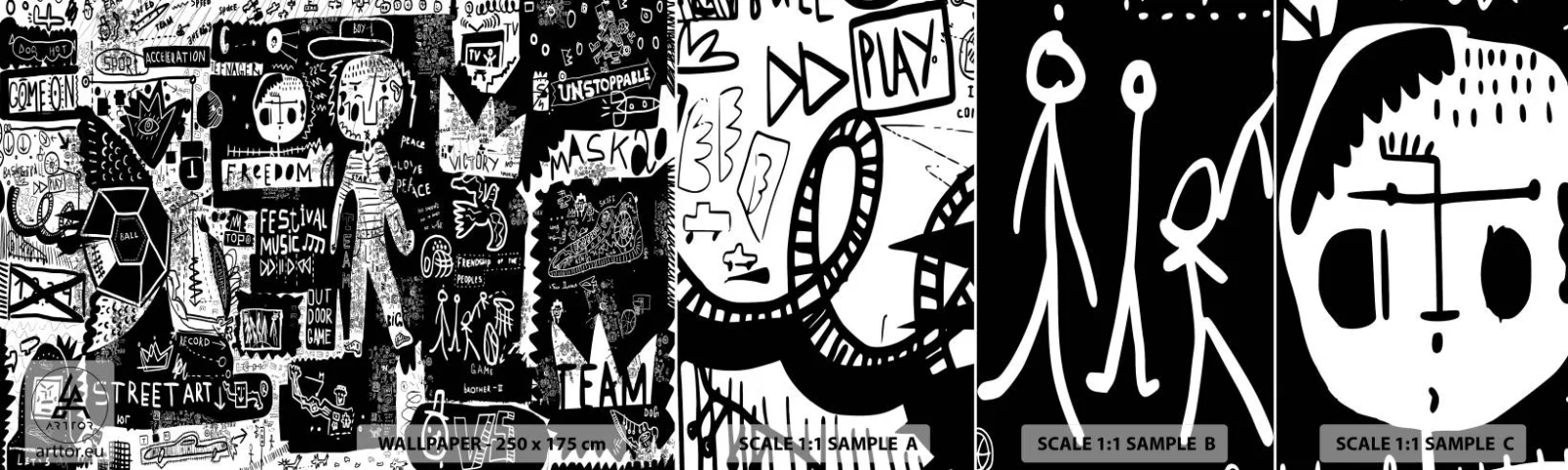 Fototapeten Muster Selbstklebend Deluxe Sticker - Spirituelle Jugend des Gesetzes und der Freude - Graffiti, Stück, Modernes Muster - 100x30 cm