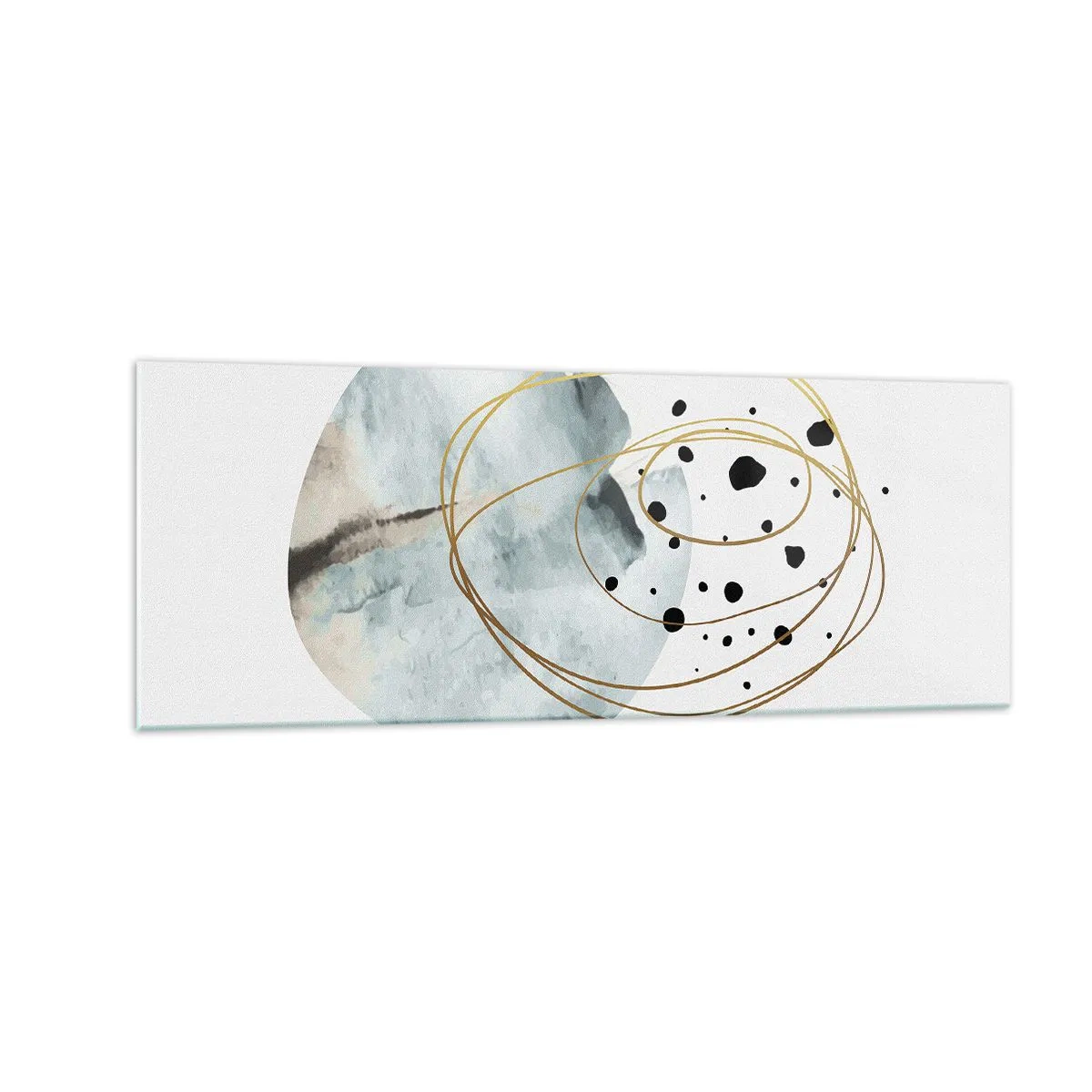 Glasbild - Bild auf glas - Minimalistische Abstraktion mit geometrischem Muster und goldenen Linien - 140x50cm - Vom Weltraum umarmt - Moderne Wanddekoration für Wohnzimmer und Schlafzimmer ARTTOR