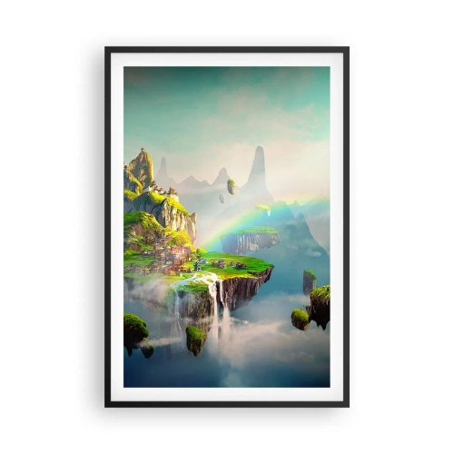 Poster in einem schwarzem Rahmen - Mitten am Himmel - glückliche Inseln - 61x91 cm