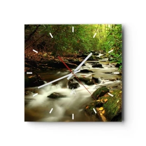 Wanduhr - Glasuhr - Wie flüssiges Silber - 40x40 cm