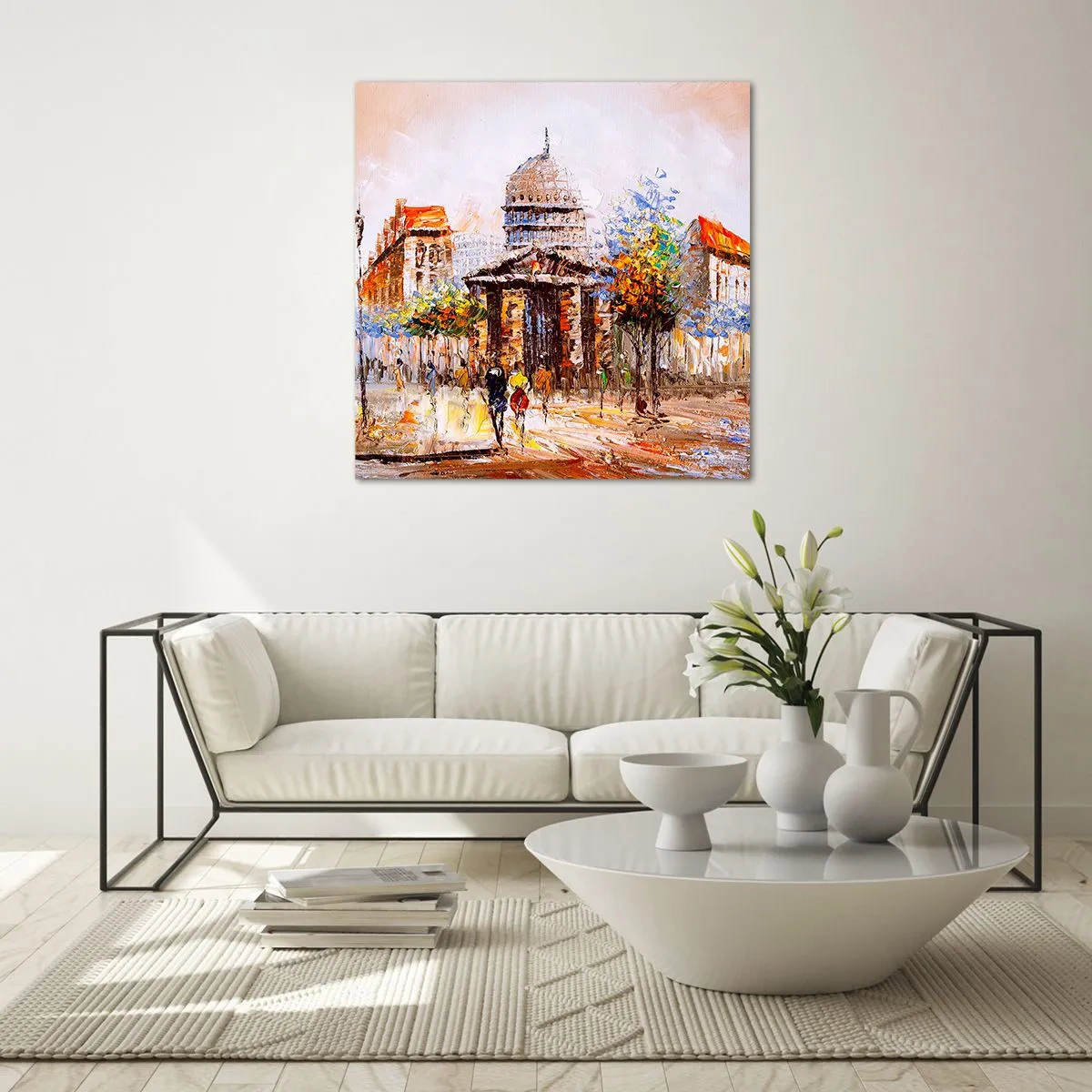 Glasbild - Bild auf glas - Pariser Spaziergang - 70x70 cm