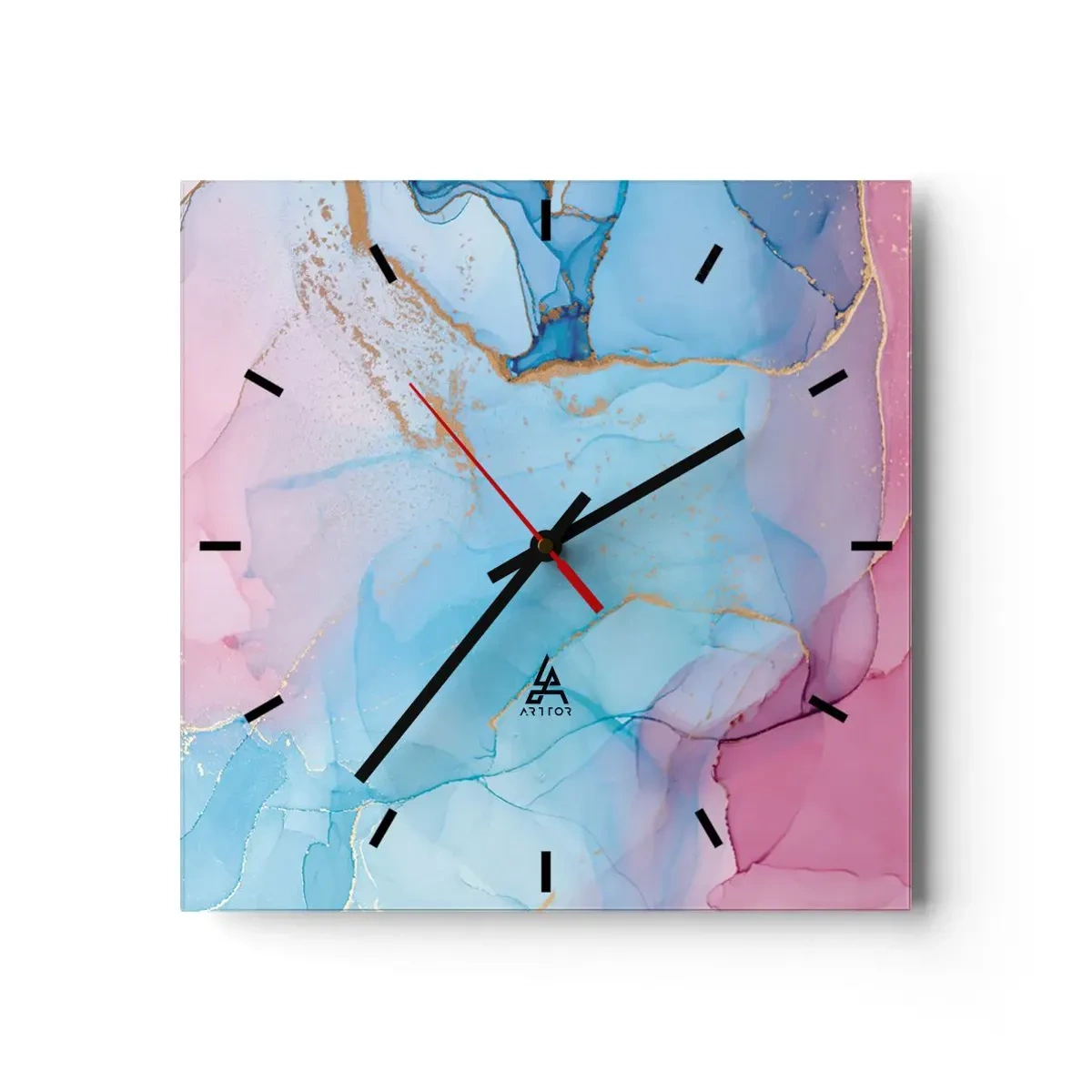 Wanduhr - Glasuhr - Begegnung und Durchdringung - 40x40 cm
