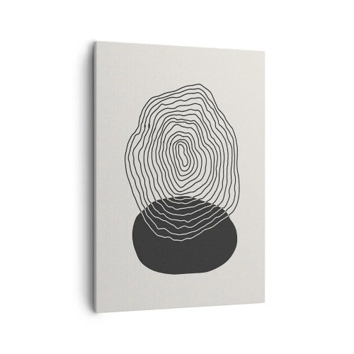 Bild auf Leinwand - Leinwandbild - Abstraktes Muster mit Linien und Formen in Schwarz und Weiß - 50x70cm - Dauer und Schwingung - Moderne Wanddekoration für Wohnzimmer und Schlafzimmer ARTTOR