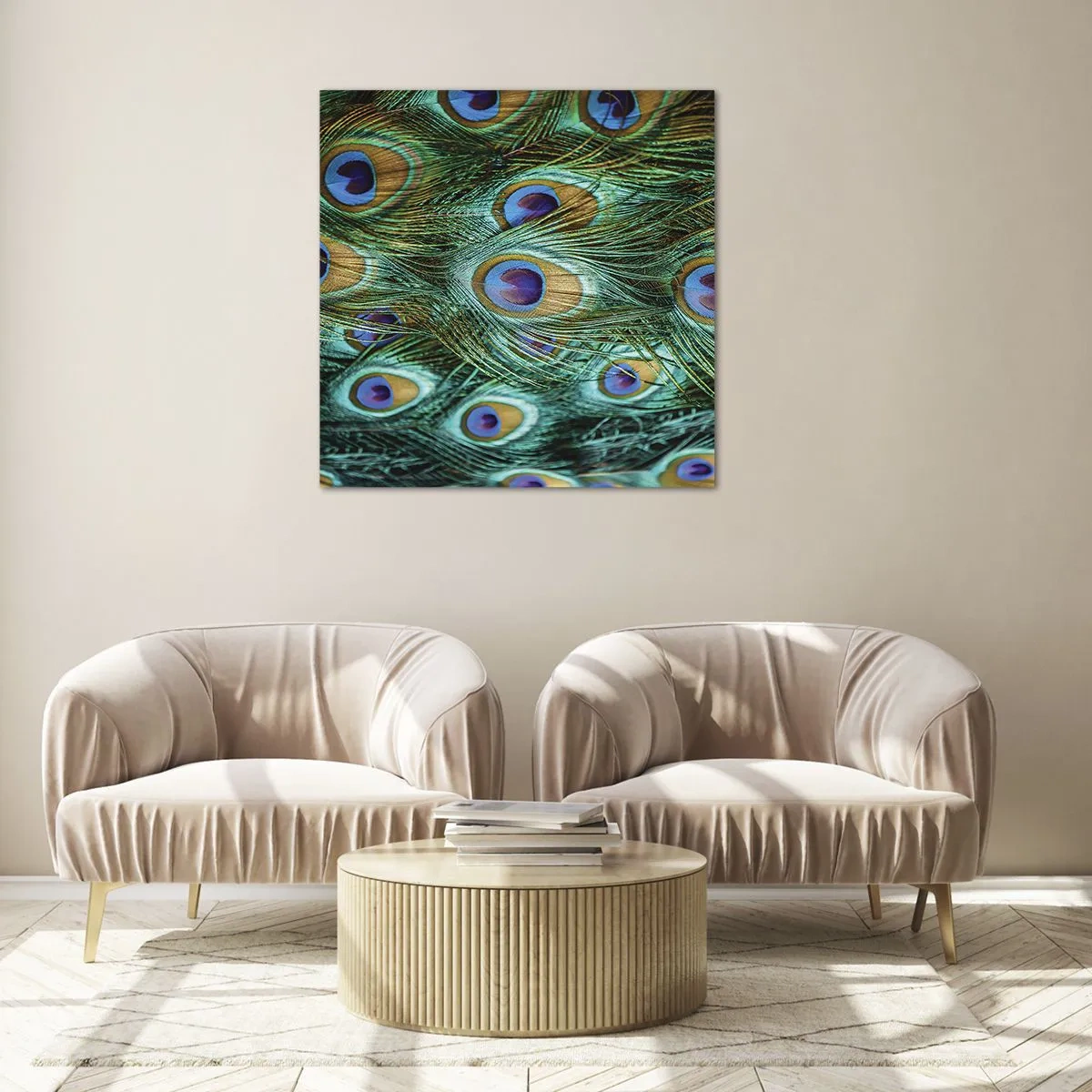Glasbild - Bild auf glas - Ein Blick mit Pfauenaugen - 40x40 cm
