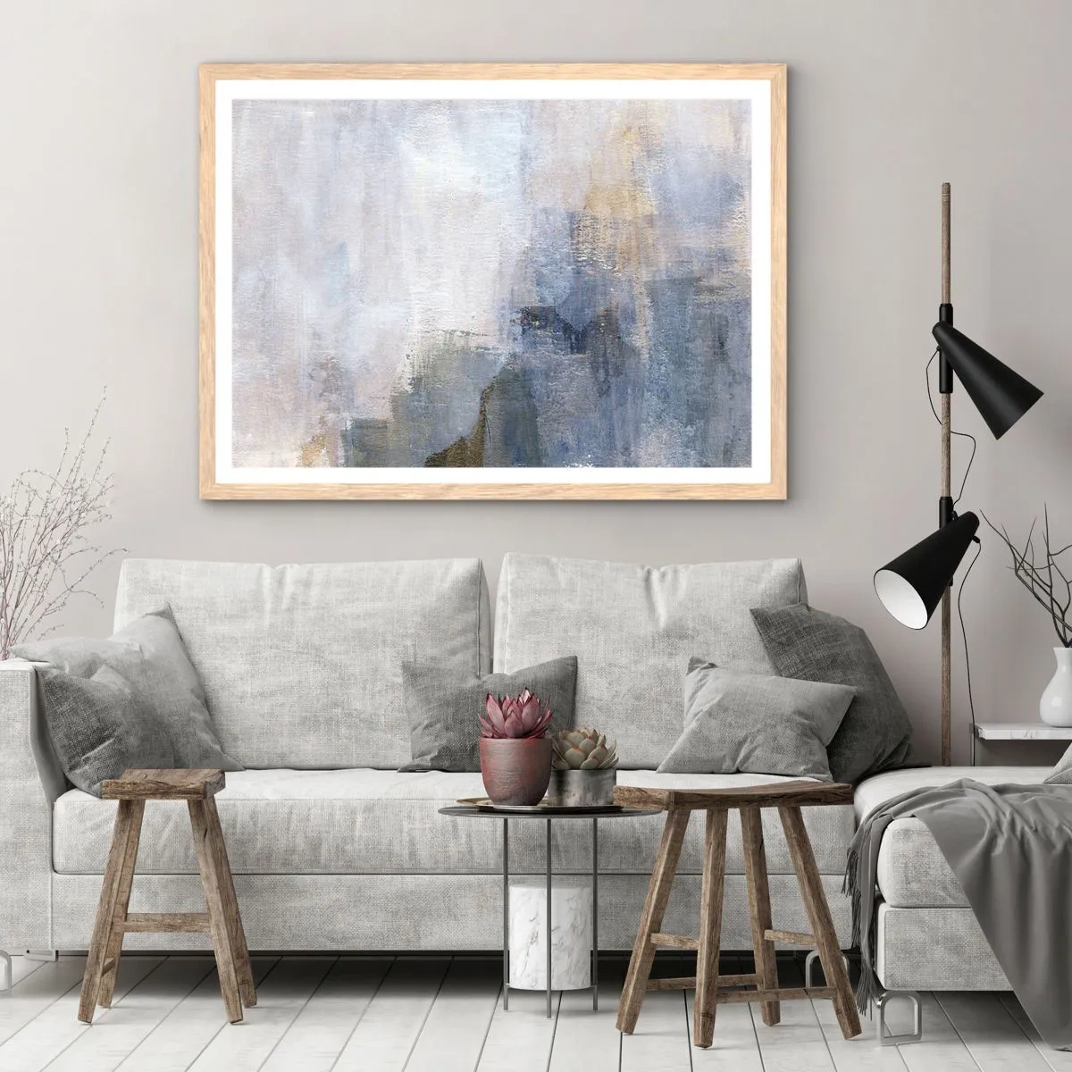 Poster in einem Rahmen aus heller Eiche - Farbtöne und Akkorde - 100x70 cm