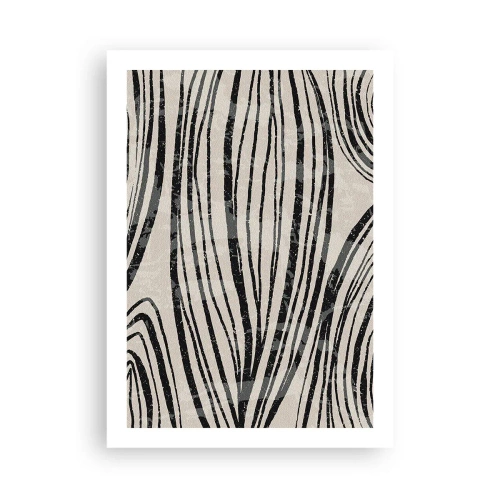 Poster - Abstrakte schwarze Linien auf beigem Hintergrund - 50x70cm - Linienpool - Moderne Wanddekoration für Wohnzimmer und Schlafzimmer ARTTOR