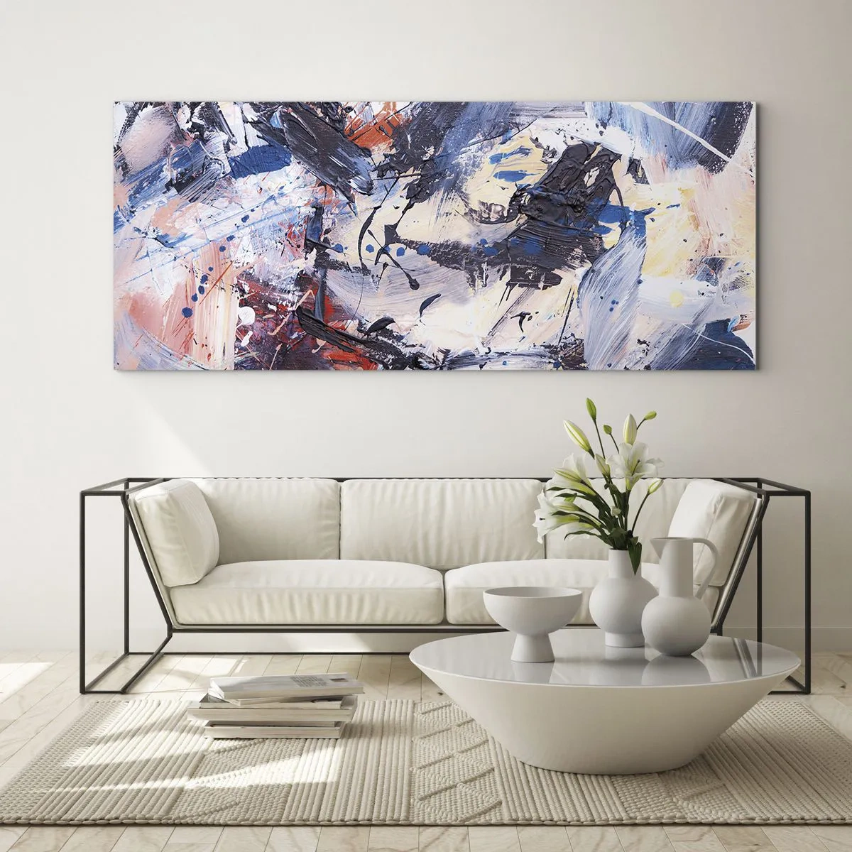 Glasbild - Bild auf glas - Verrückter Tanz der Abstraktion - 100x40 cm