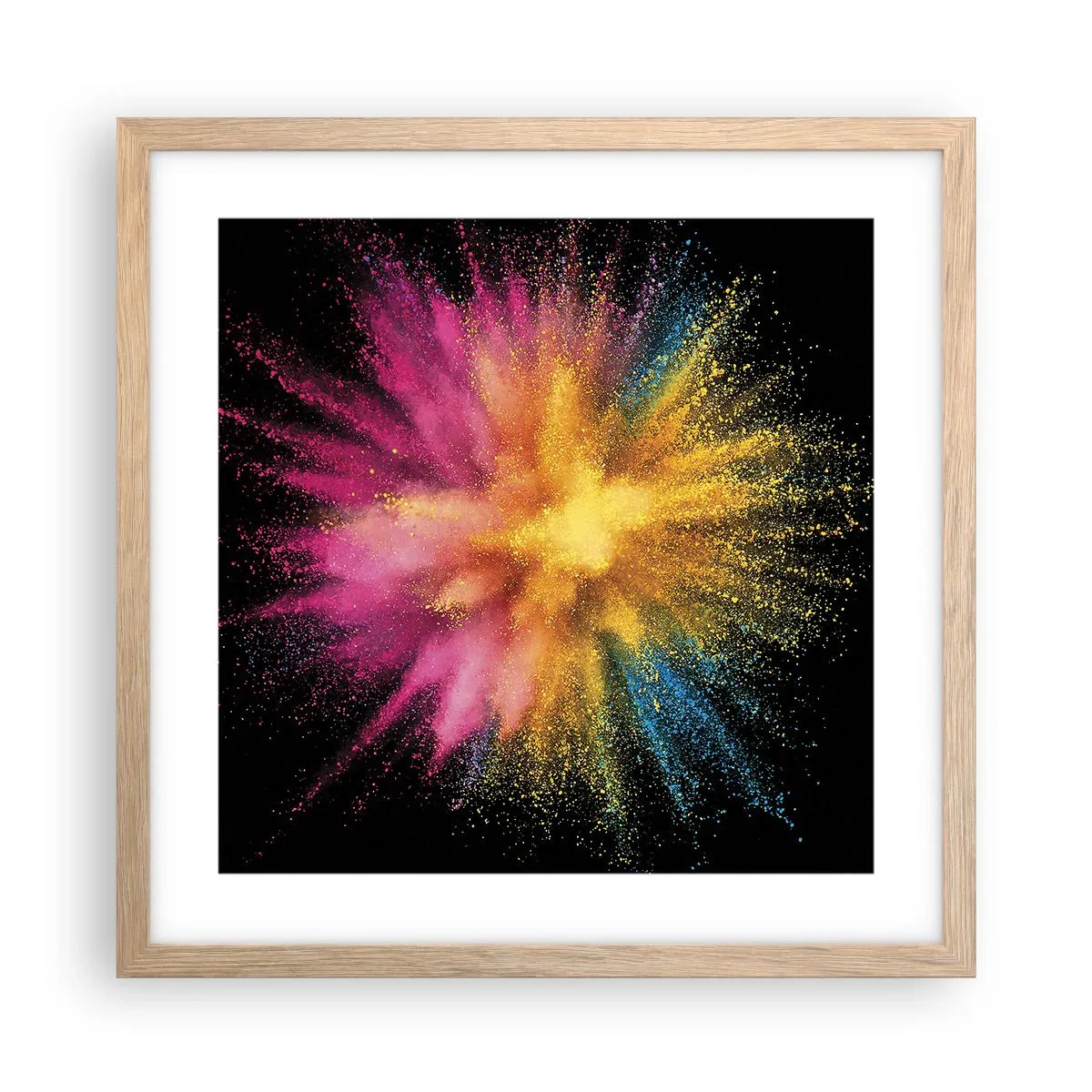 Poster in einem Rahmen aus heller Eiche - Die Geburt der Farben - 40x40 cm