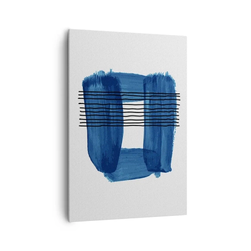 Bild auf Leinwand - Leinwandbild - Abstraktes Muster in Blautönen mit schwarzen Linien - 70x100cm - Blaue und schwarze Komposition - Moderne Wanddekoration für Wohnzimmer und Schlafzimmer ARTTOR