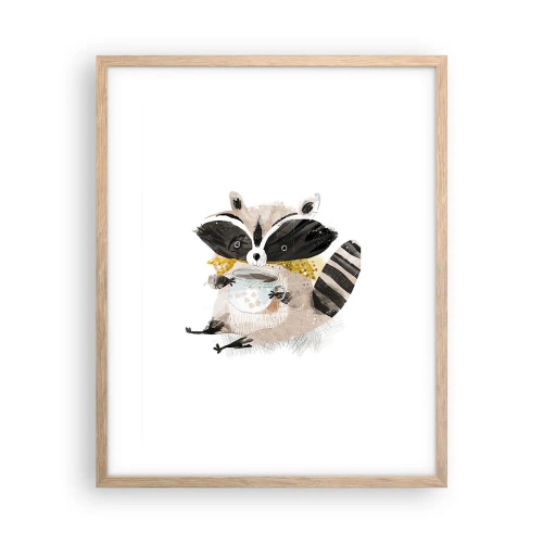 Poster in einem Rahmen aus heller Eiche - Mein Freund der Waschbär - 40x50 cm