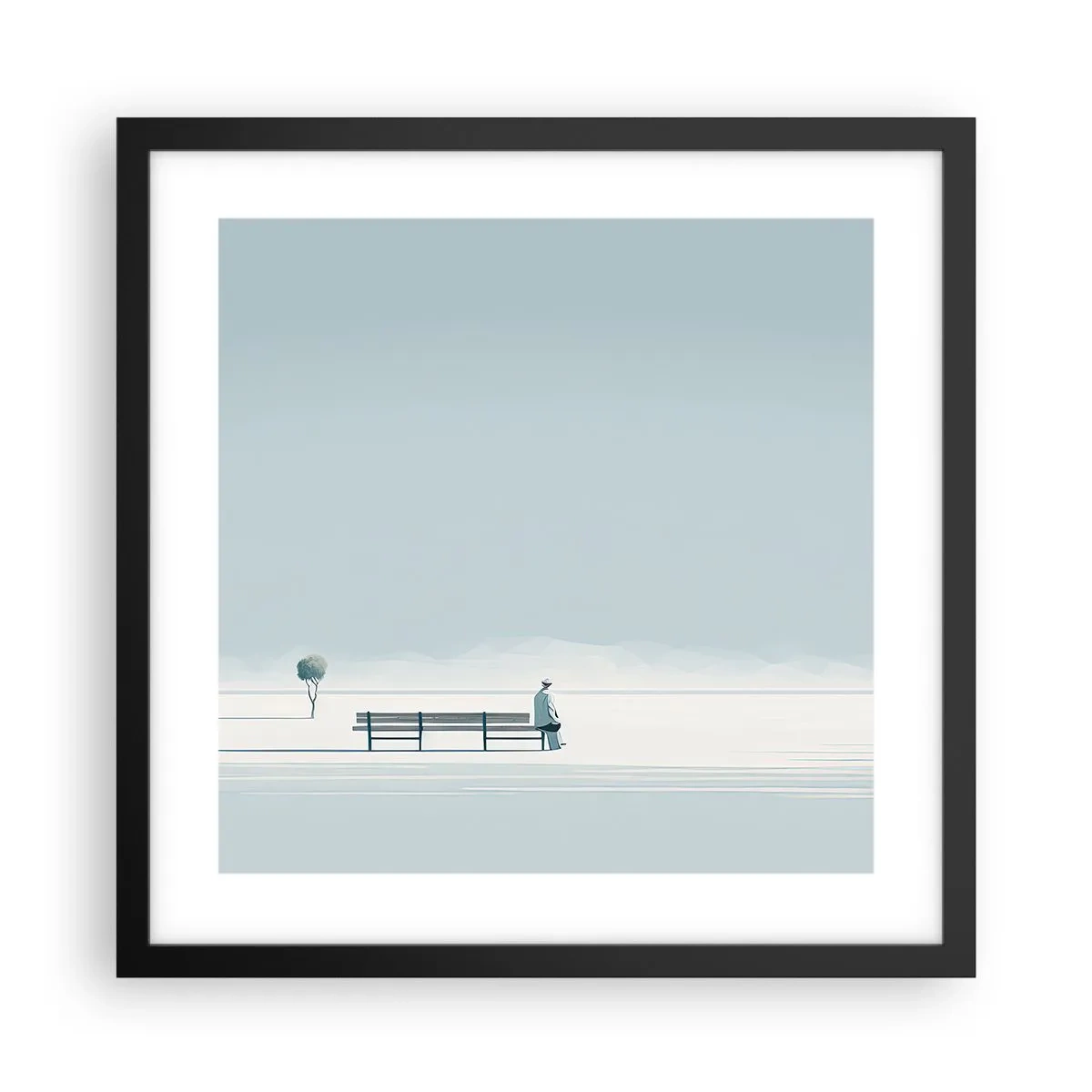 Poster in einem schwarzem Rahmen - Ja, ich warte. - 40x40 cm