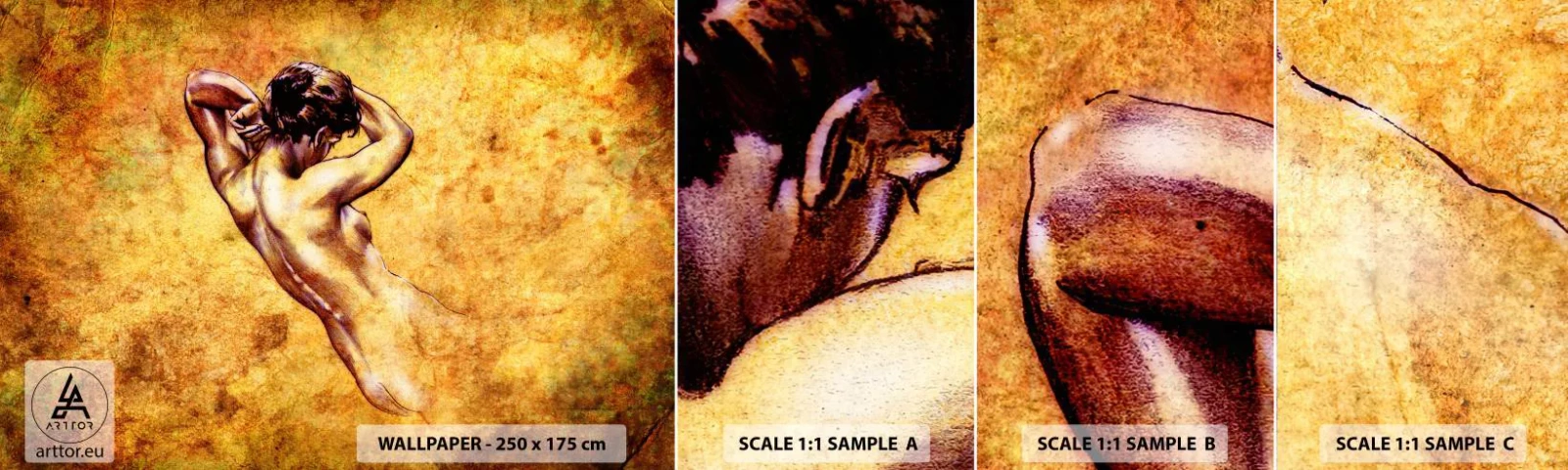 Fototapeten Muster Selbstklebend Deluxe Sticker - Entdeckt, aber immer noch ein Rätsel - Frau, Akt, Stück - 100x30 cm