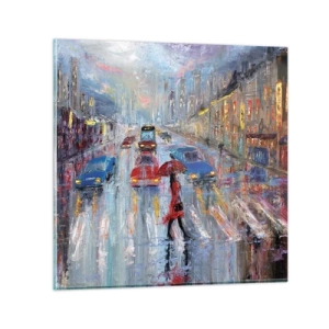 Glasbild - Bild auf glas - Regnerischer Nachmittag in der Stadt - 70x70 cm